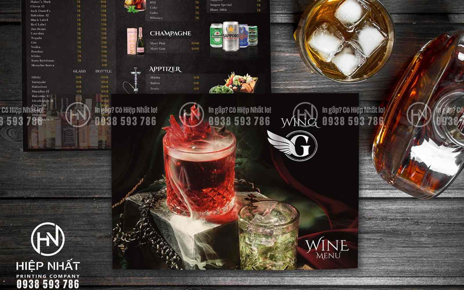 in menu nhà hàng tại In Hiệp Nhất dạng bảng chống nước
