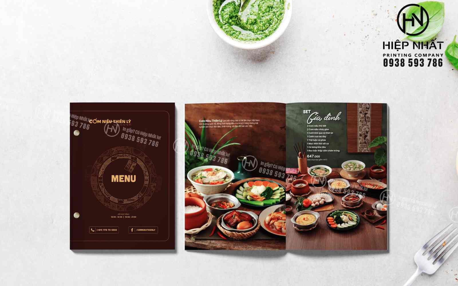 Mẫu menu nhà hàng bìa da sang trọng