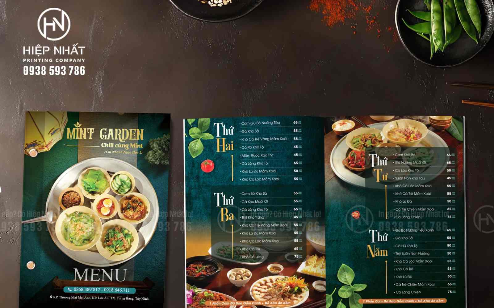 menu nhà hàng tại In Hiệp Nhất làm từ gáy ốc inox bền bỉ