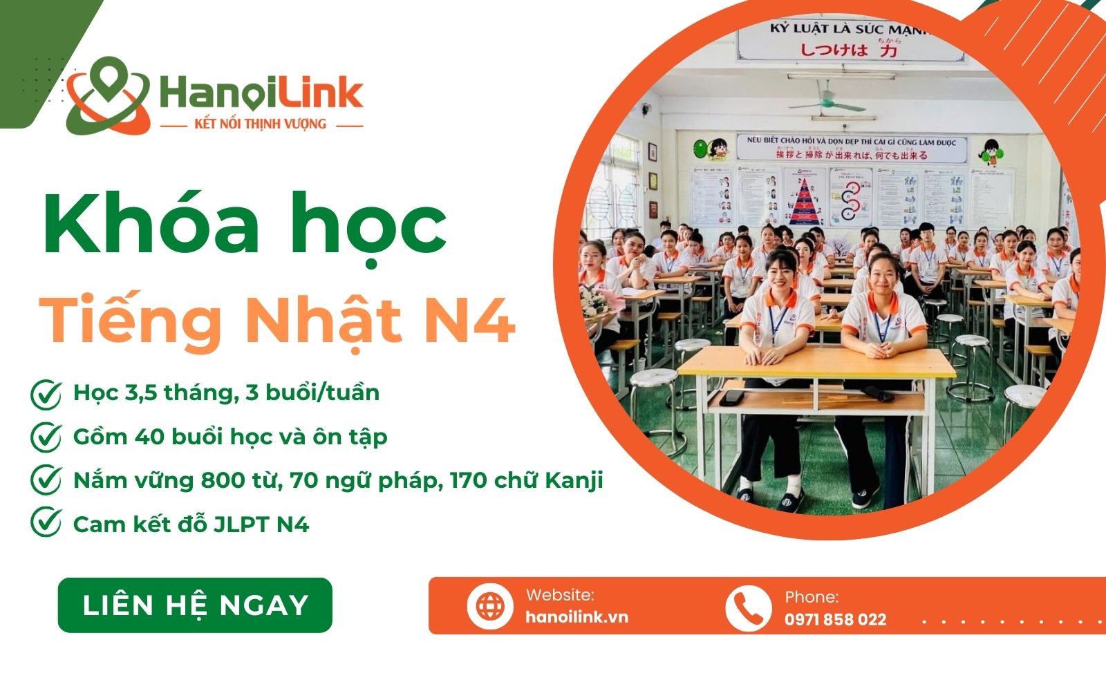 Khóa học tiếng Nhật JLPT N4 tại HanoiLink
