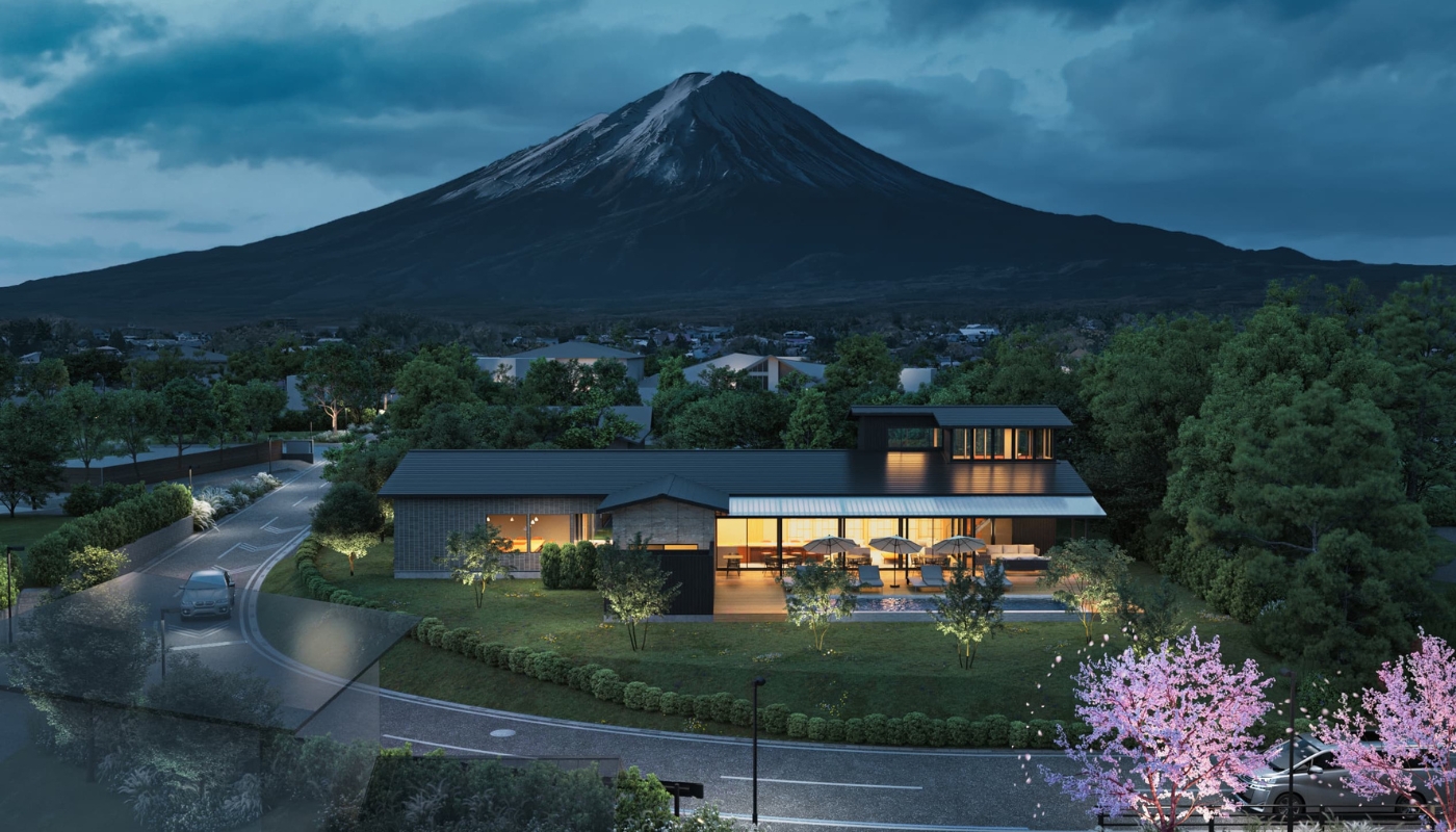 ヴィラの外観風景レンダリング