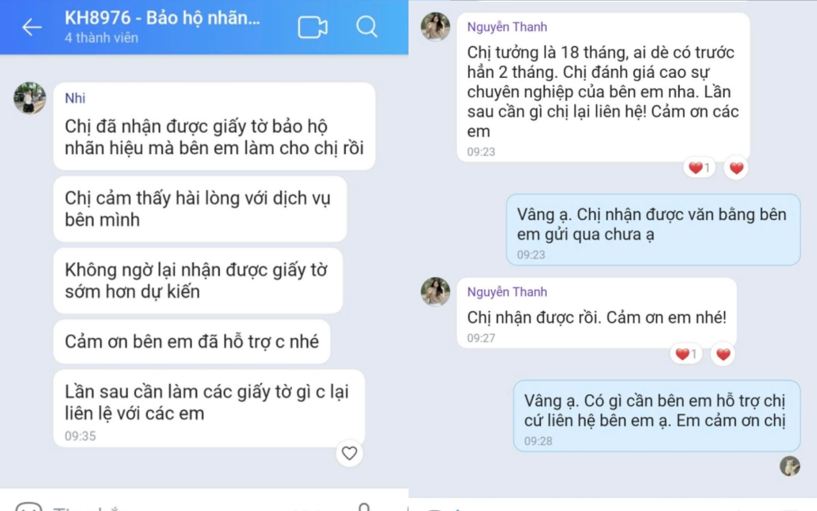 Feedback của khách hàng về dịch vụ đăng ký bảo hộ thương hiệu Luật An Khang